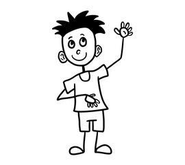 Cartoon Stylized Happy Stylized Simple Waving Boy