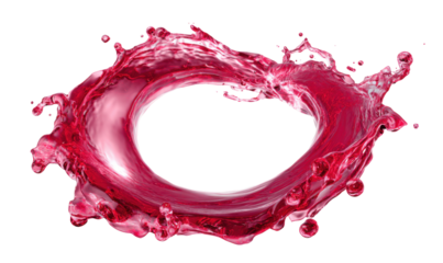 Vibrant crimson liquid splash forms a circular ring