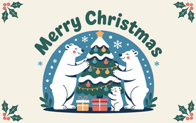 Flat Merry Christmas drawing background vector illustration