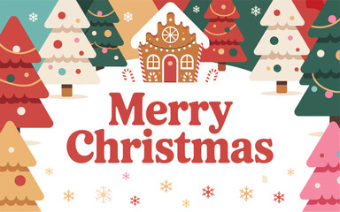 Flat Merry Christmas drawing background vector illustration