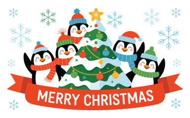 Flat Merry Christmas drawing background vector illustration