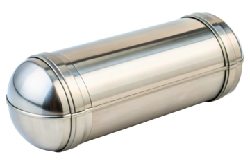 Sleek stainless steel time capsule for preserving memories isolated with transparent background