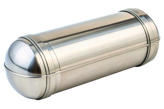 Sleek stainless steel time capsule for preserving memories isolated with transparent background