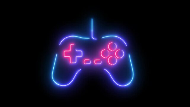 Neon Gaming Controller &mdash; seamless loop, alpha channel