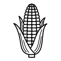 black and white silhouette of vector corn on a white background