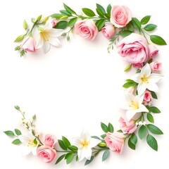 wedding, flower, leaves, plant, nature, decoration, garden, card, invitation, frame, border, Generative AI