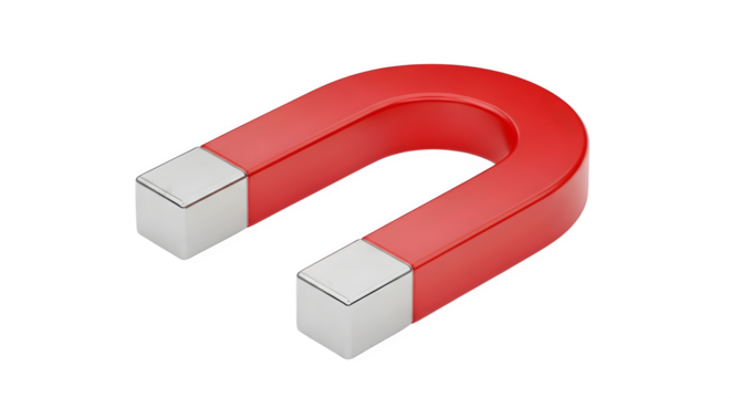 A red horseshoe magnet on a black background view    .ai generative, transparent background, white background. isolated on white background, png, jpeg, jpg.