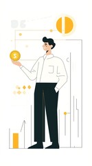 businessman presenting chart and graph illustration