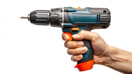 Hand Holding a Cordless Power Drill on Background cordless drill tool isolated on a transparent background