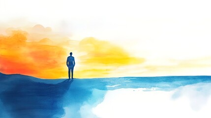 woman standing in the water at sunset