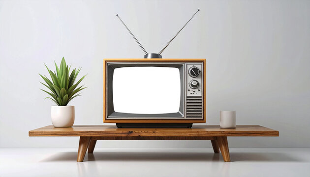 Retro TV set with a blank screen PNG on a transparant background