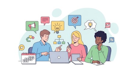 Diverse colleagues collaborate in modern office