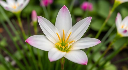White Rain Lily Flowers in Bloom