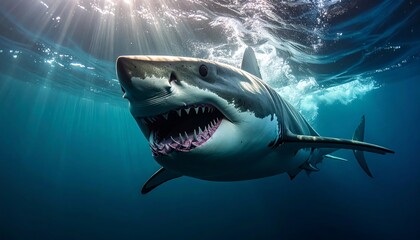 Fototapeta premium Great White Shark Underwater Closeup