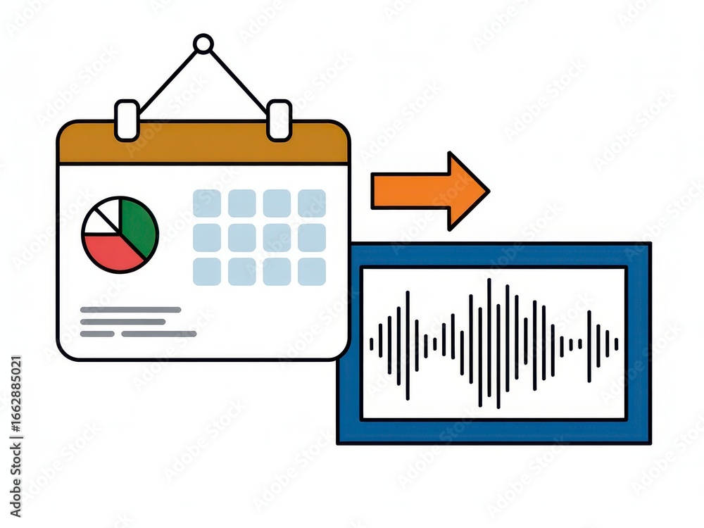 Poster data analysis concept showing calendar with chart, data visualization, and business statistics