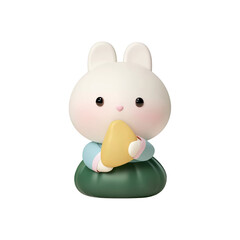 3D illustration of cute animals in hanbok with songpyeon for Chuseok celebration