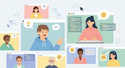 Diverse group in virtual meeting