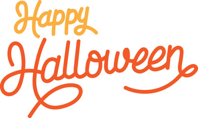 Happy Halloween Handwritten Text. Playful and Spooky Halloween Lettering in Vibrant Orange – Ideal for Posters, Invitations, and Digital Decorations