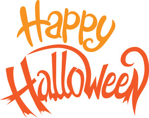 Happy Halloween Handwritten Text. Playful and Spooky Halloween Lettering in Vibrant Orange – Ideal for Posters, Invitations, and Digital Decorations