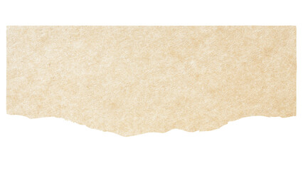 Aged Beige Textured Ripped Paper Strip with Torn Edge isolated on transparent, png background
