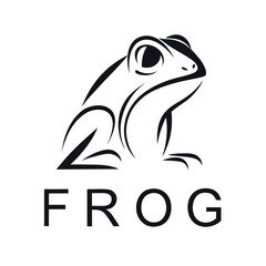 A cute green cartoon frog character illustration on a white background is a happy vector amphibian