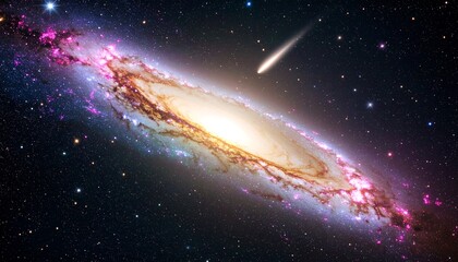 Obraz premium Spiral galaxy bathed in vibrant hues of space