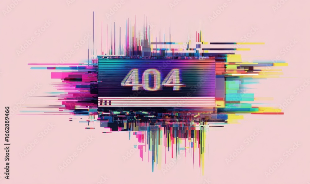 Poster glitch art 404 error screen
