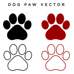 Dog Paw Prints Black Outline and Red Claws