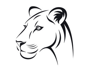 Black silhouette vector illustration of a wild lion head design for a powerful tattoo or logo art