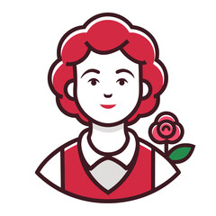 Cartoon Woman with Red Hair and Rose Accent person
