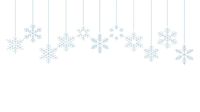 Hanging snowflakes decoration isolated on transparent background