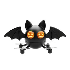Halloween drone with pumpkin eyes and bat wings, a festive and spooky flying machine