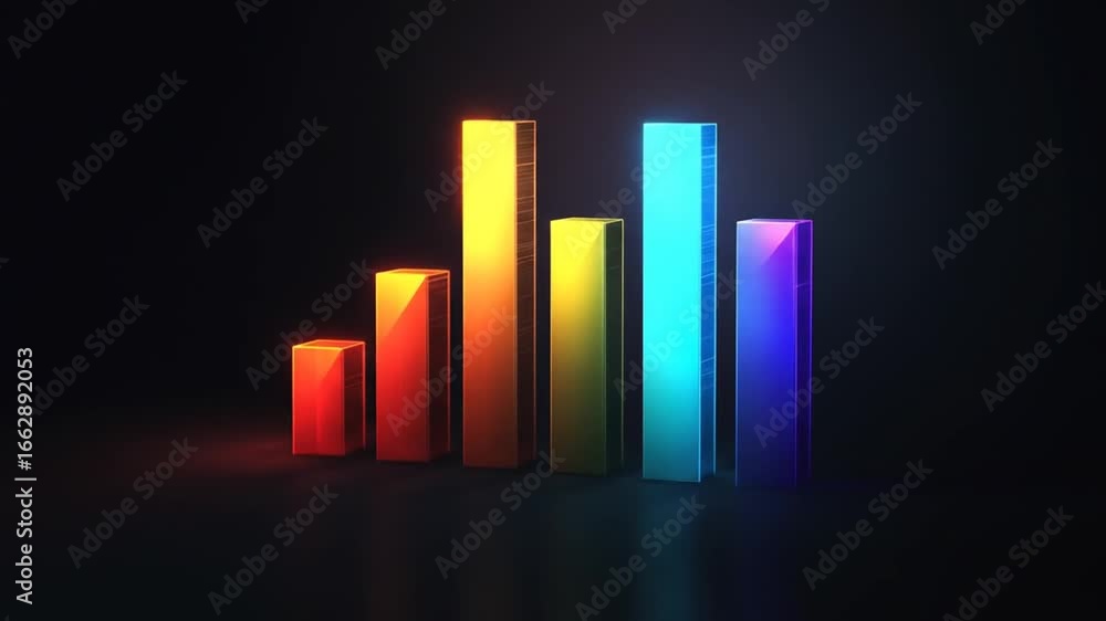 Poster colorful bar graph animation on dark background - stock motion graphics video