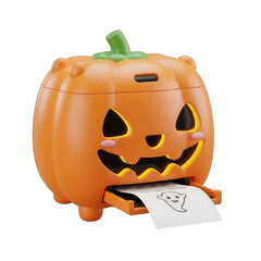 Spooky Pumpkin Printer A Festive 3D-Rendered Illustration for Halloween Celebrations