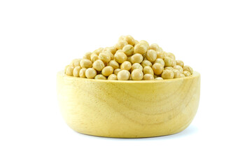 Full cup of dried soy beans isolated on white background with clipping path close up stack