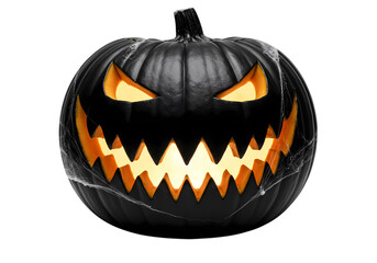 Glowing Jackolantern Halloween Pumpkin isolated on transparent background