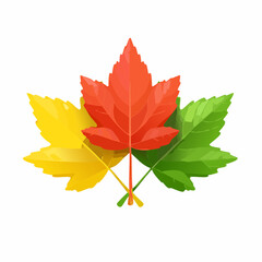 Fototapeta premium 3D Autumn maple leaves in yellow, green and red colors icon set. Leaf objects. Fall season decoration. Elements for thanksgiving.