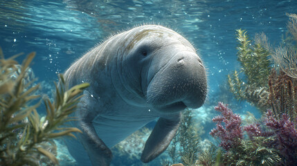 dugong swimming