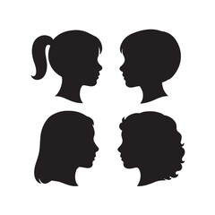 Girl Head Silhouette Vector Collection
