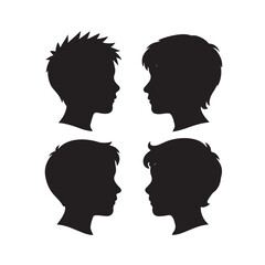 Boy Head Silhouette Vector Collection