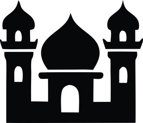 Islamic mosque silhouette icon symbolizing faith architecture and worship architecture in a clean minimalist design for digital and print projects