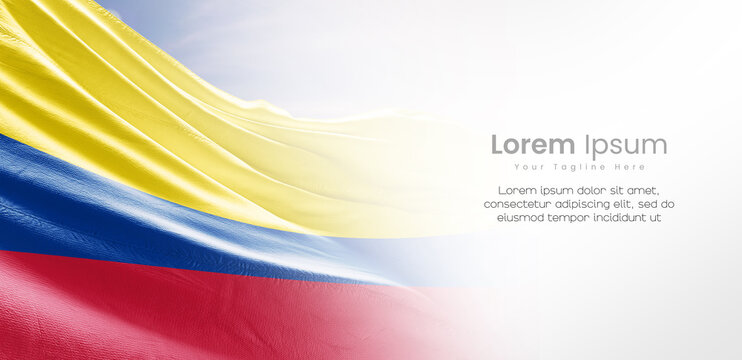 Colombia national flag waving and fading on white background. The flag uses for banner and poster with text. Colombia national flag for independence day. - Powered by Adobe