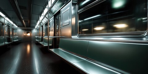 Modern subway interior with stylish lighting