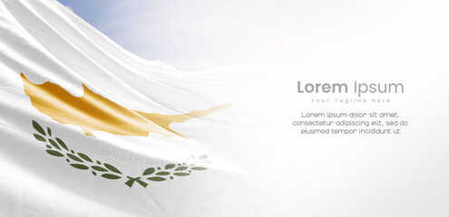 Cyprus national flag waving and fading on white background. The flag uses for banner and poster...