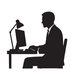 Entrepreneur Working Late Silhouette Vector