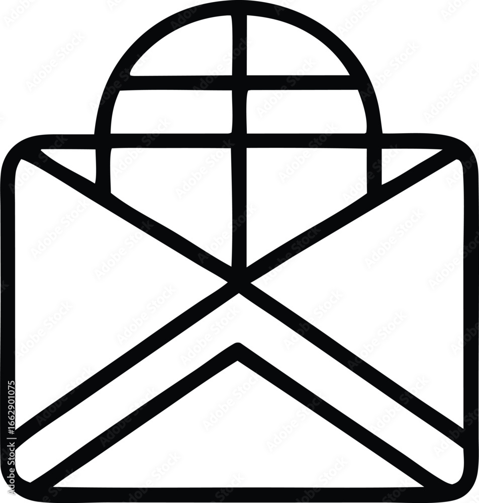 Aufkleber modern line art icon of an open envelope with a document inside symbolizing communication and corres