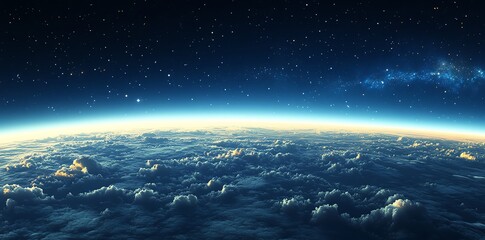 Obraz premium Earth From Space View with Stars and Clouds