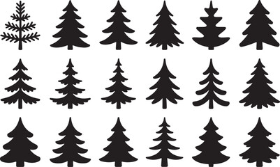 Evergreen Tree Silhouettes Collection Conifer Trees Woodland Nature Forest