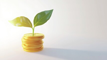 Plant growing from coins symbolizing financial growth