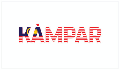 I Love Kampar, Typographic Design of I Love Kampar on a black background, Flag Typography of Kampar with heart, Vector design of I Love Malaysia